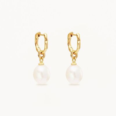 925 Silver Huggie Pearl Drop Earrings ZIRCON Huggie Earrings com Pearl Drop