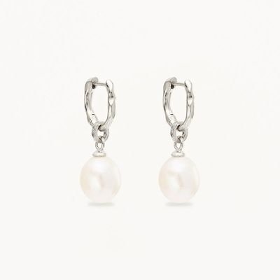 925 Silver Huggie Pearl Drop Earrings ZIRCON Huggie Earrings com Pearl Drop