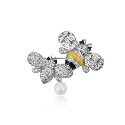 Esmaltante Esmalte Colorido Broche de Abelha Cristal Rhinestone Bumble Bee Lapel Pin