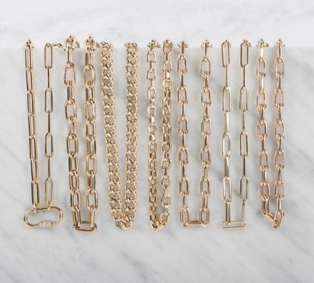 18K ouro revestido grande papel clip 925 Sterling Silver Oval Chain Necklace com OEM