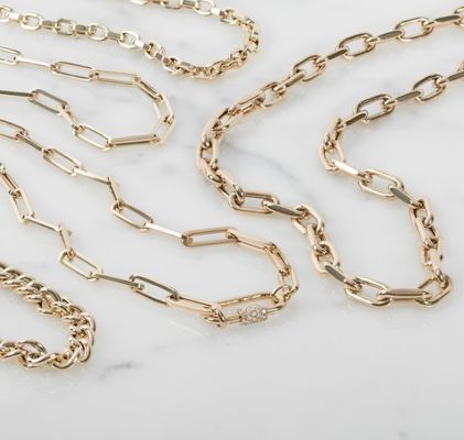18K ouro revestido grande papel clip 925 Sterling Silver Oval Chain Necklace com OEM
