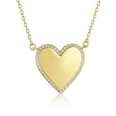 Colarinho de Coração CZ Branco 16" Colarinho de Coração de Amor Personalizado