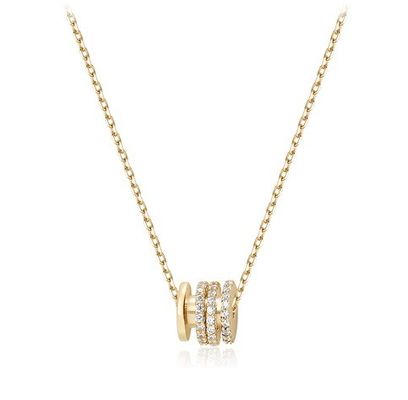 Micron Pave Cubic Zirconia Pendant 18K Gold Circle Necklaces Para Mulheres
