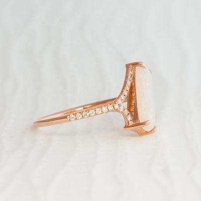 Baguette Cut Opal Snow Track Ring Tamanho 4-Tamanho 10 925 Anel de Prata Esterlina