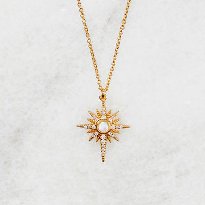 Opal ouro Revestido Starburst Pendente Necklace 925 Starburst Necklace Prata