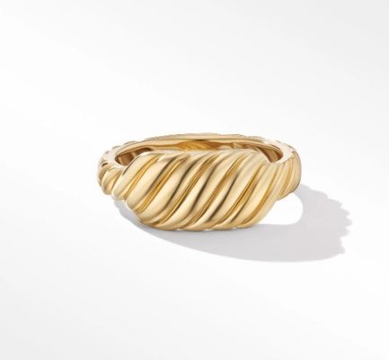 Logotipo personalizado Revestido de ouro David Cable Wave Anéis de aço inoxidável masculino