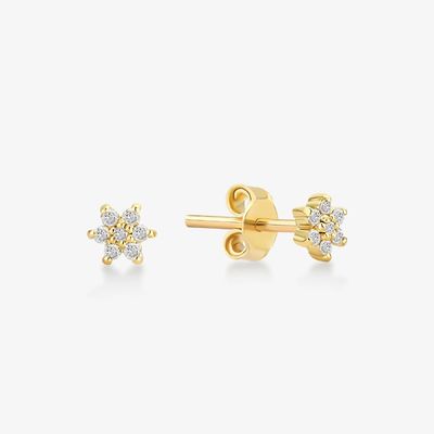 925 Sterling Silver Artificial 18K Placado em Ouro Simplesmente Branco CZ Flores