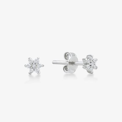 925 Sterling Silver Artificial 18K Placado em Ouro Simplesmente Branco CZ Flores