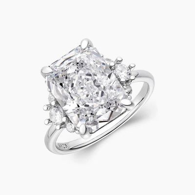 Anel de ouro de 18 quilates de pedra principal CZ Vintage 925 Anel de prata esterlina para meninas