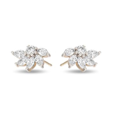 925 Brincos de Flor de Prata OEM CZ Brincos de Brincos de Prata Placados em Ouro