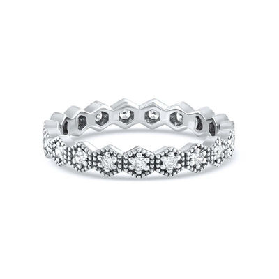 Moda Eternidade Forma Geométrica Cubico Zirconia Anel empilhável Banda para Mulheres