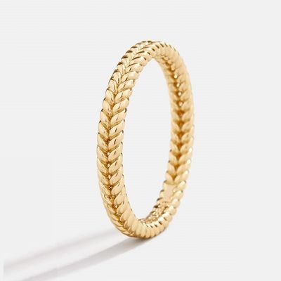 Joalharia fina 18K ouro revestido 925 Sterling Silver Wheat Ring para mulheres