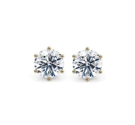 Seis garras Branco CZ Stud brincos 925 Sterling Prata 18K cúbico Zirconia Stud brincos