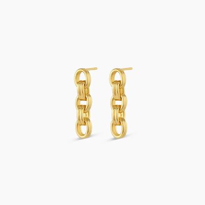 18K de ouro de gotejamento Dangle Chain Brincos de cadeia espessas de ródio Revestidos