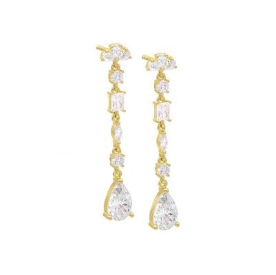 Inspiração Religiosa S925 Pedras preciosas de prata esterlina brincos de queda em ouro 18K