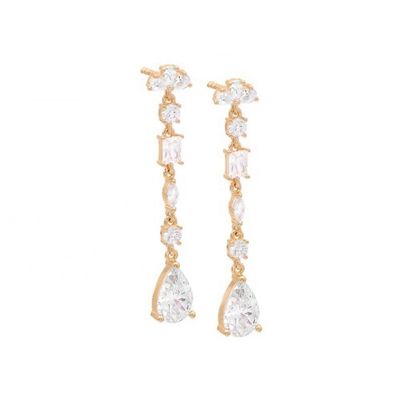 Inspiração Religiosa S925 Pedras preciosas de prata esterlina brincos de queda em ouro 18K