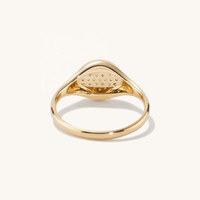 OEM ODM Mens 14K Gold Signet Ring Feminino Zircon Gold Ring Personalizado