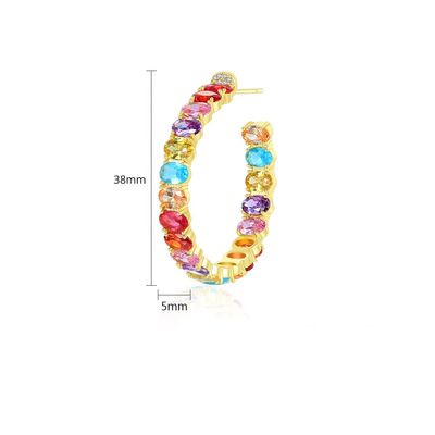 Coloridos brasileiros de ouro 18K Fio de orelhas Oval Cut Brass Fio de orelhas
