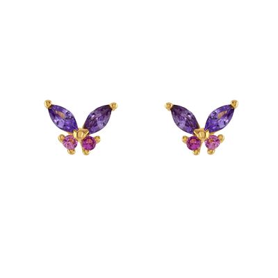18K Ouro Marquise Cut Turquesa CZ 925 Sterling Silver Butterfly Stud brincos para mulheres