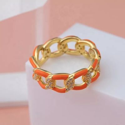 925 Sterling Silver Twist Ring Anéis de noivado de mulheres de esmalte dourado