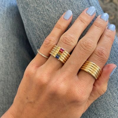 18K ouro revestido Rainbow Baguette Cut CZ Multi Fashion 925 Sterling Silver Mulheres Anéis