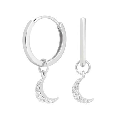 Dangle Moon Hoop brincos 925 prata para mulheres ouro brasileiro 18K joias personalizadas