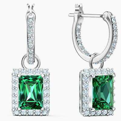 Green CZ Diamond 925 Sterling Silver Classic Luxury Hoop Earrings para Moda Feminina