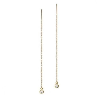 925 prata esterlina simplesmente 18k ouro bandeira feminina Brinco de encadeador de cadeia de gotas