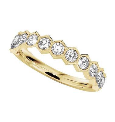 US5-US11 Honeycomb Wedding Band Revestido em Ouro 925 Sterling Silver Ring