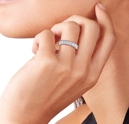 US5-US11 Honeycomb Wedding Band Revestido em Ouro 925 Sterling Silver Ring