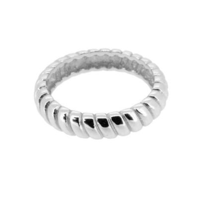 Largura 6 mm Anel de noivado de prata 18K Ouro de Ródio Cor de prata