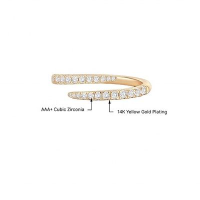 14K de ouro revestido de zircônio cúbico Open Twist Eternity Band Ring ECO Friendly
