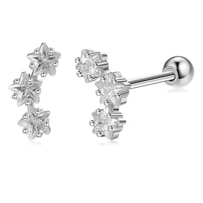 18K de ouro revestido 925 Sterling Star de prata cúbica Zirconia Stud brincos para mulheres acessórios