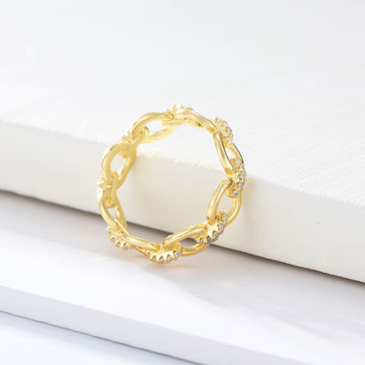 Delicada forma de cadeia CZ Diamantes Eternidade Anéis 925 prata esterlina para jóias masculinas