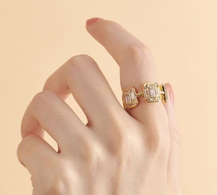 Esmeralda Branca CZ Mulheres Eternidade Banda Baguete 18K Ouro 925 Sterling Anéis de Prata