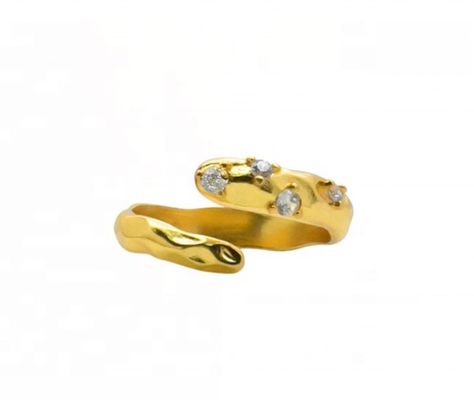 Tamanho 4-10 CZ Anel de Pedra 18K Ouro Serpente Aberta 925 Sterling Prata Anéis Animais