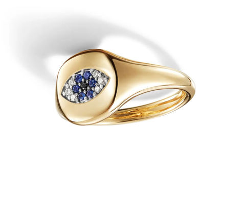 Colecionáveis de cabo brasileiro Evil Eye Mini Pinky Ring 18K Ouro Branco CZ 925 Prata