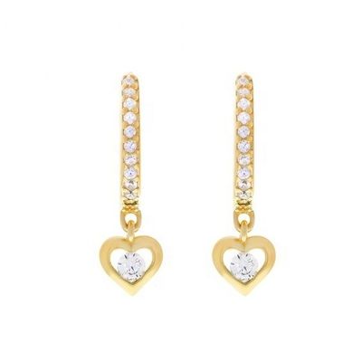 Mini Dangle Heart CZ Huggie Aurélio Revestido em Ouro Adicionar um toque de glamour ao seu visual