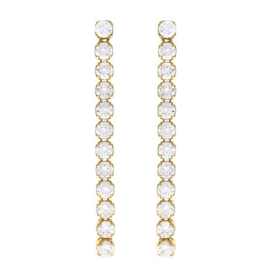 Noivado Ocasião Rodio Revestido 925 Sterling Silver Glittery Chain Tennis Drop Brincos