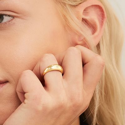 Eternity Band Anéis Brasileiros 18K Ouro Joalharia Estrela 925 Sterling Silver Dome Anel Feminino