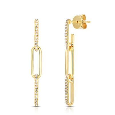 Retro Paperclip Rectangular Chain Earrings em 925 Sterling Silver para a noite das senhoras