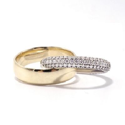 Moda Anéis de roda Unisex Anéis de roda de diamante com cúpula Banda larga de ouro Recheado de prata esterlina