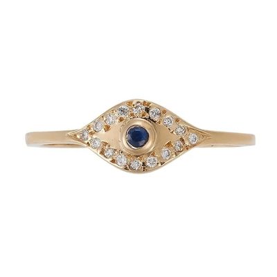 925 Sterling Silver Evil Eye Diamond Band Ring com Plating de Prata em estilo clássico