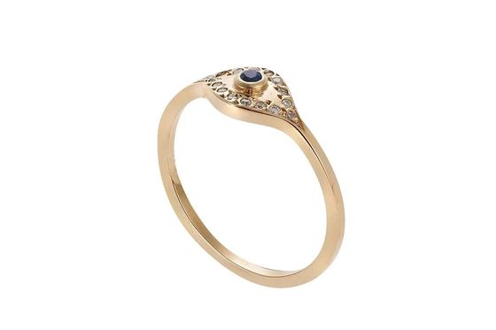 925 Sterling Silver Evil Eye Diamond Band Ring com Plating de Prata em estilo clássico