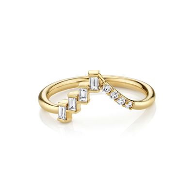 Oferecido OEM diamantes redondos e baguetes triângulo eclético anel de prata para mulheres