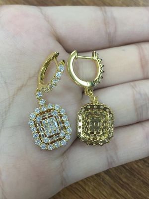 Brincos CZ Brancos 925 de Prata Esterlina Estilo Clássico Para Noivado E Casamento