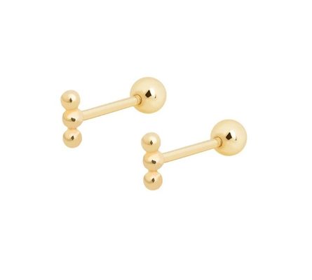 Mini Barbell de pérolas de prata de orelha com parafuso traseiro 925 Sterling Silver