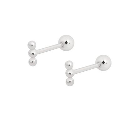 Mini Barbell de pérolas de prata de orelha com parafuso traseiro 925 Sterling Silver