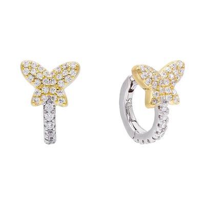 Mini Butterfly White CZ Huggies 925 Brilhantes de Prata Esterlina