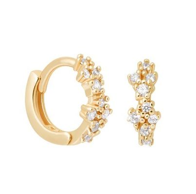 Flores em forma de branco CZ 925 Sterling Silevr Huggies brincos para mulheres
